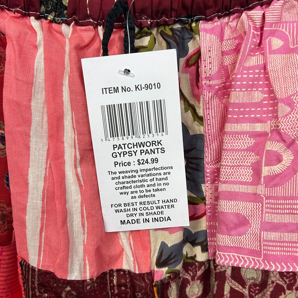Multicoloured Patchwork Boho Harem Pants - One Size