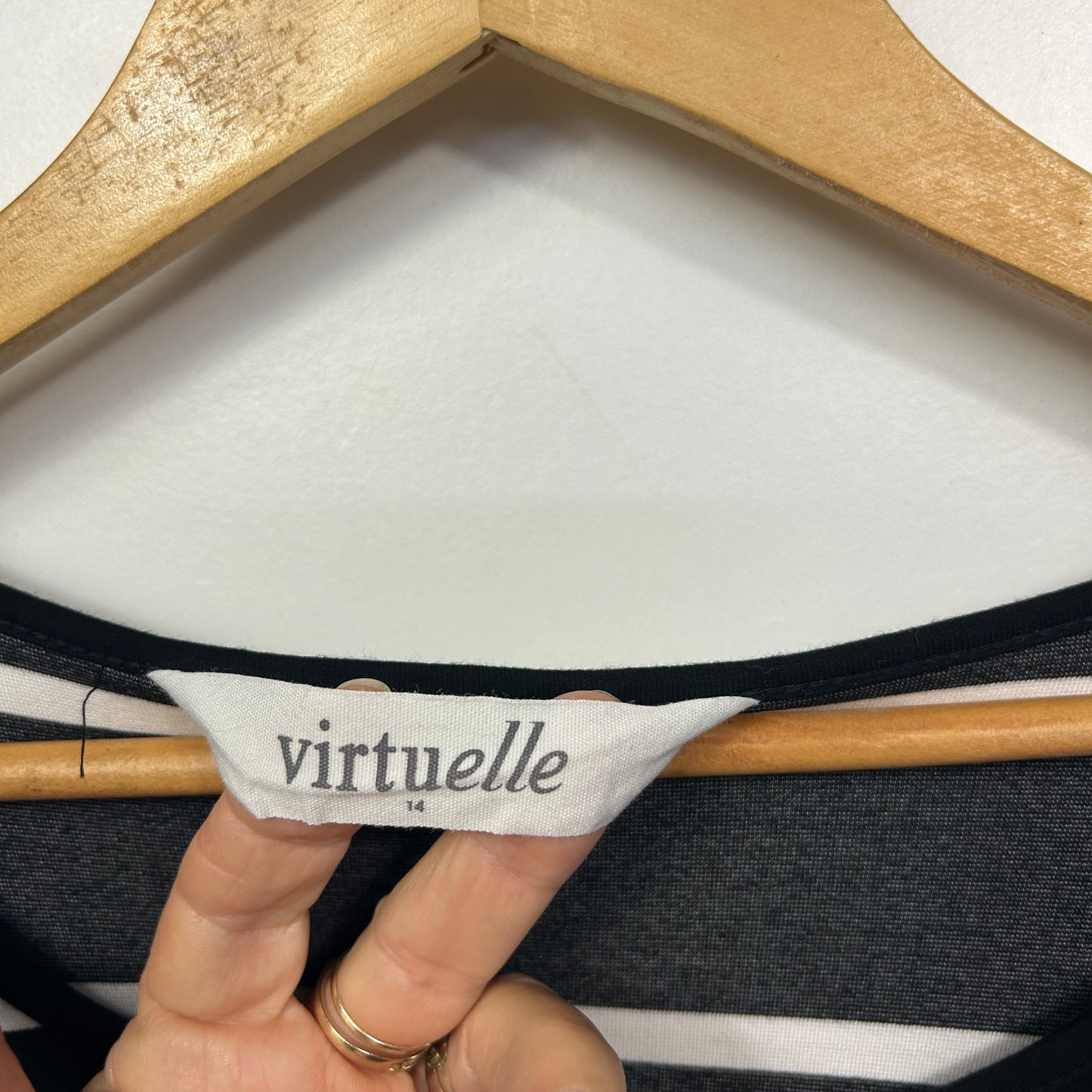 Virtuelle Black and White Striped Bamboo Top - Size 14