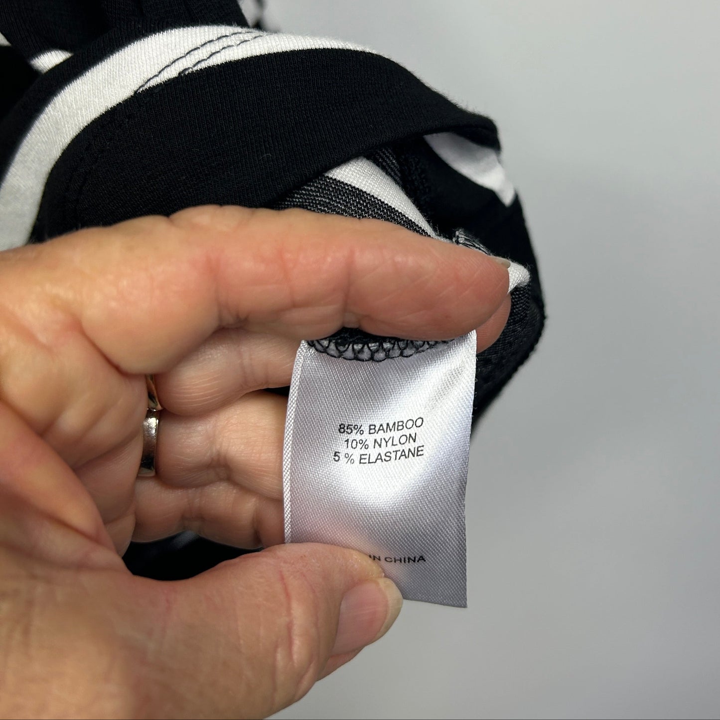 Virtuelle Black and White Striped Bamboo Top - Size 14