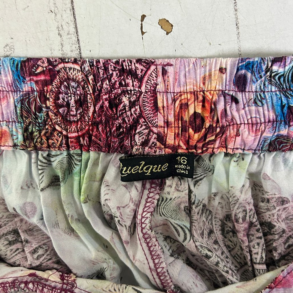 Quelque Multicoloured Boho Harem Pants - Size 16