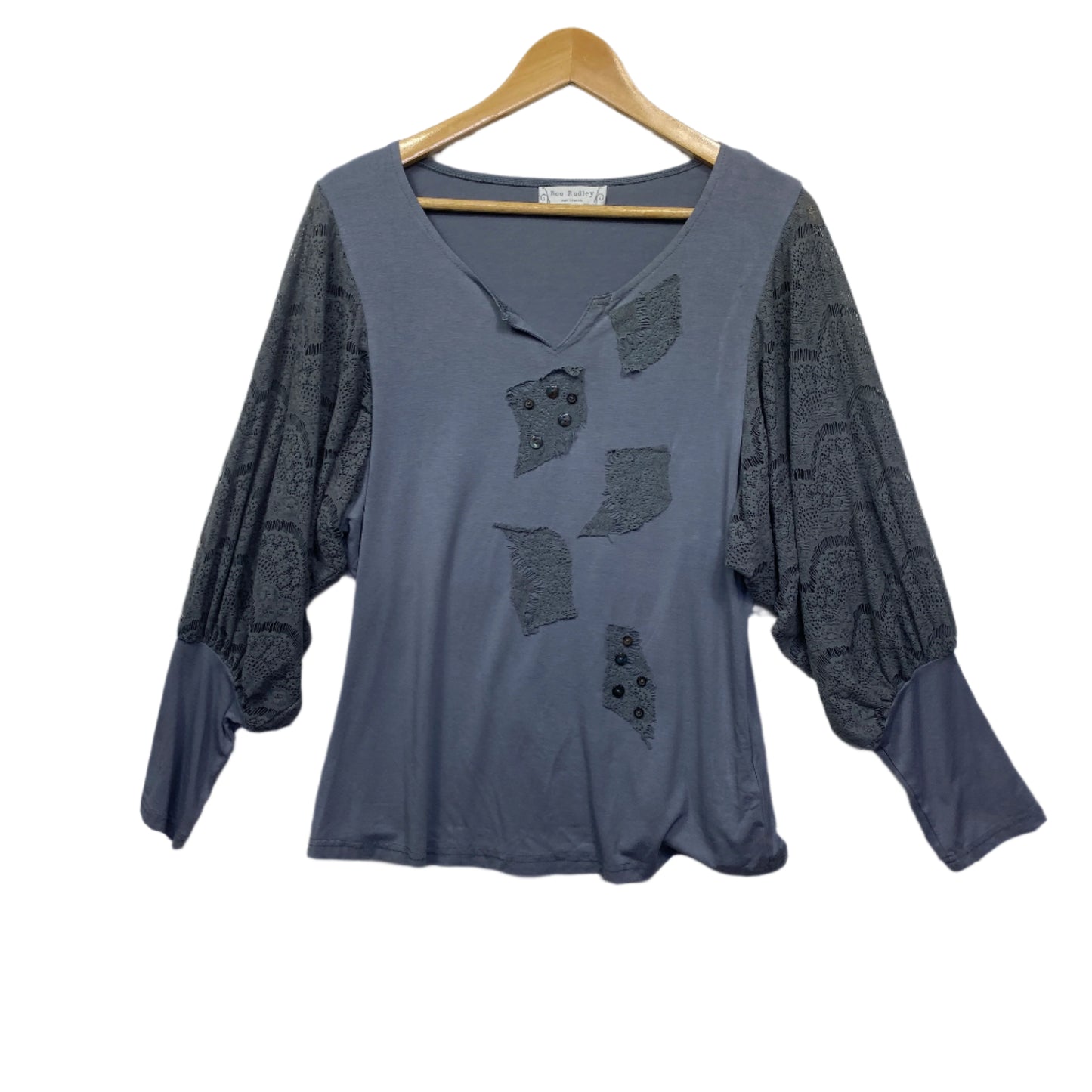 Boo Radley Top Size 14 12 Large Grey Oversized Lace Sleeve Viscose