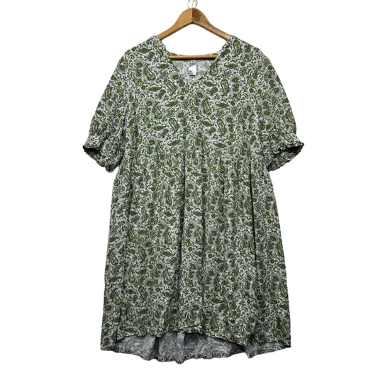 Anko Curve Dress Size 18 Green White Paisley Print Viscose