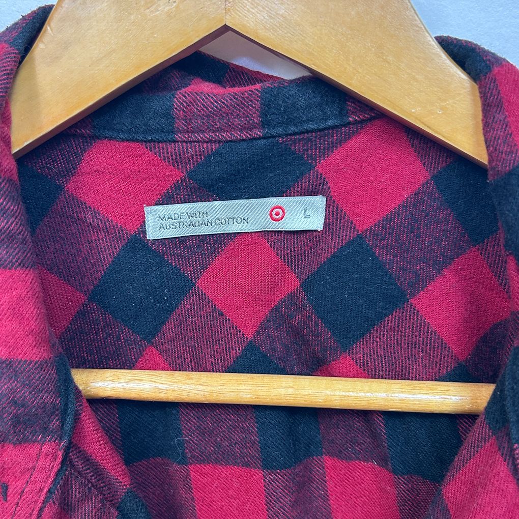 Target Red and Black Check Flannel Shirt - Size L