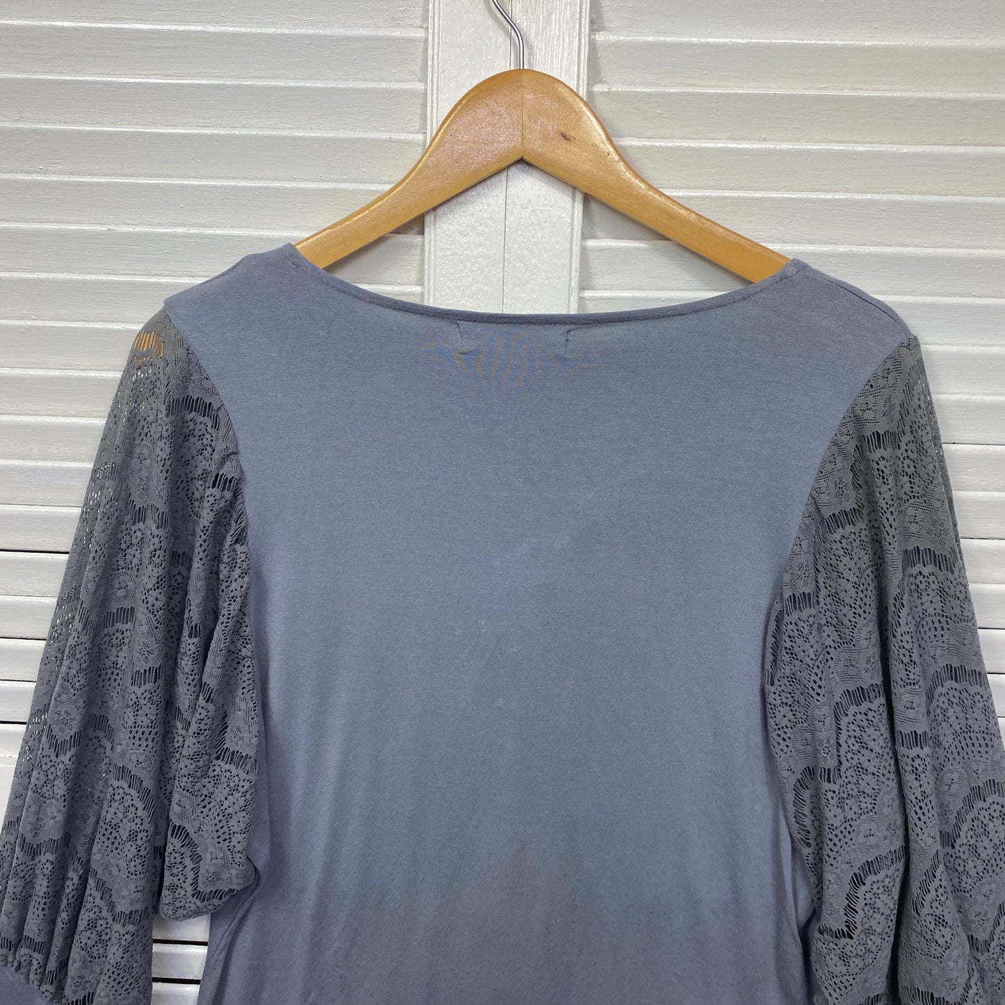 Boo Radley Top Size 14 12 Large Grey Oversized Lace Sleeve Viscose