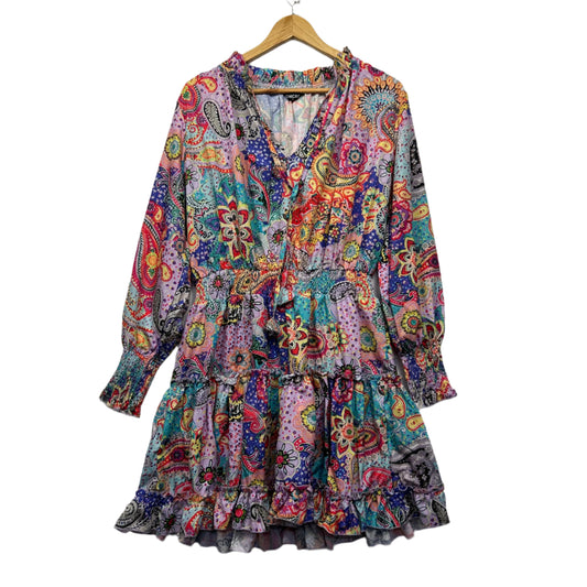 Chicme Dress Size 14 Large Multicoloured Long Sleeve Paisley Print