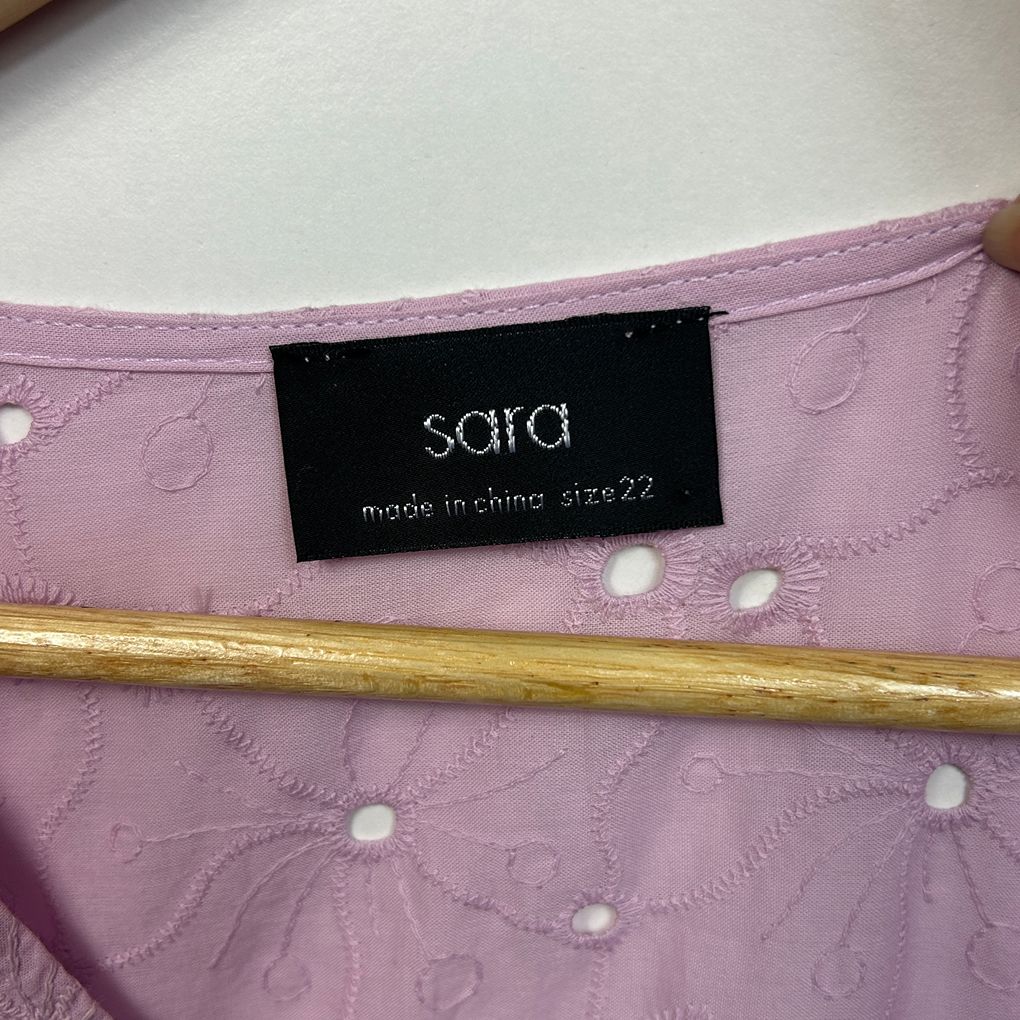Sara Lilac Broderie Cotton Top - Size 22