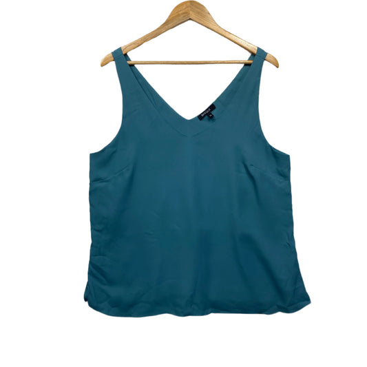 Basque Top Size 14 Sleeveless Teal V Neck