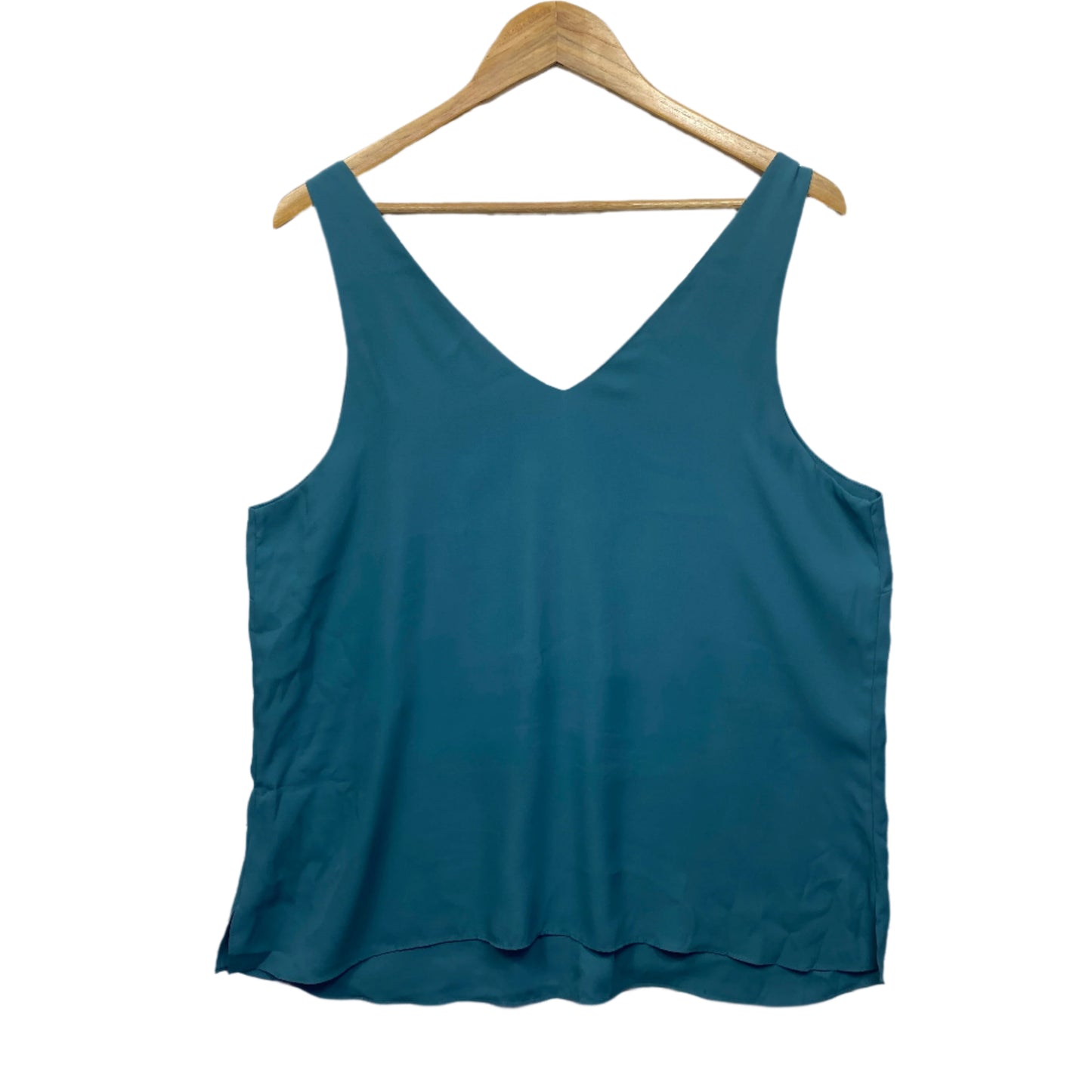 Basque Top Size 14 Sleeveless Teal V Neck