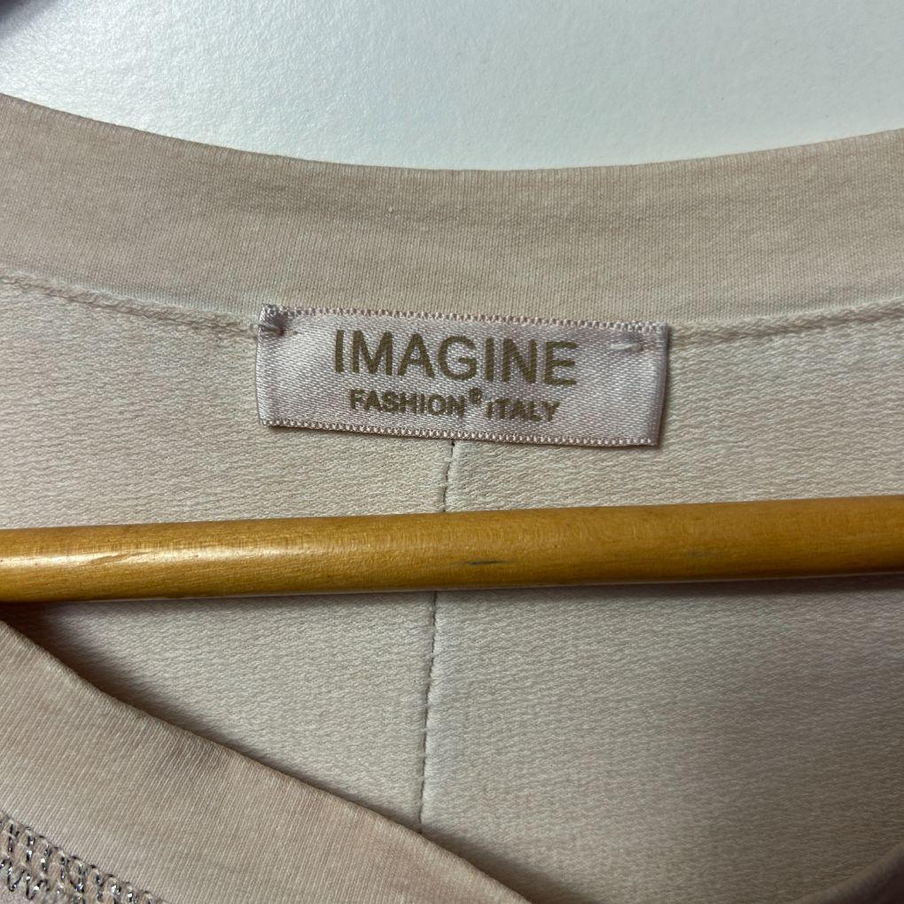 Imagine Beige Metalic Trim Top - Size 14/16