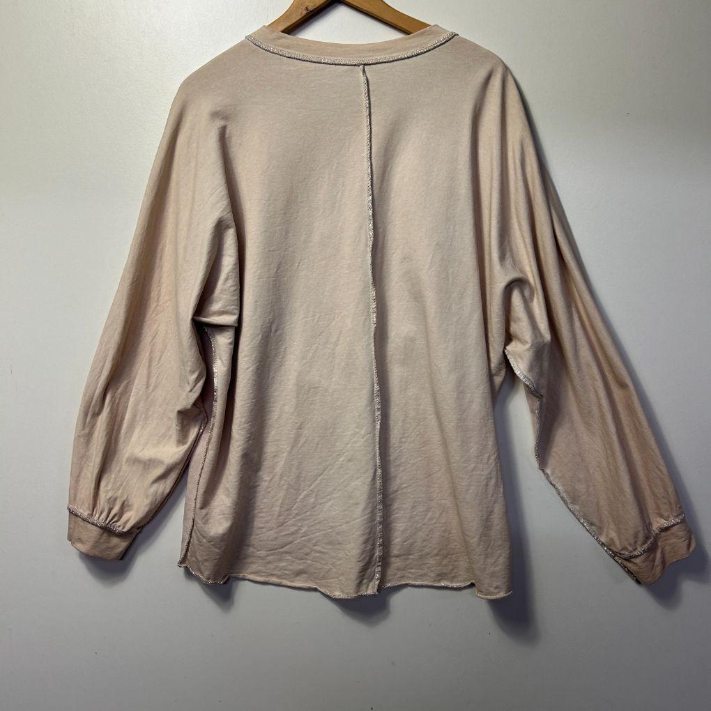 Imagine Beige Metalic Trim Top - Size 14/16