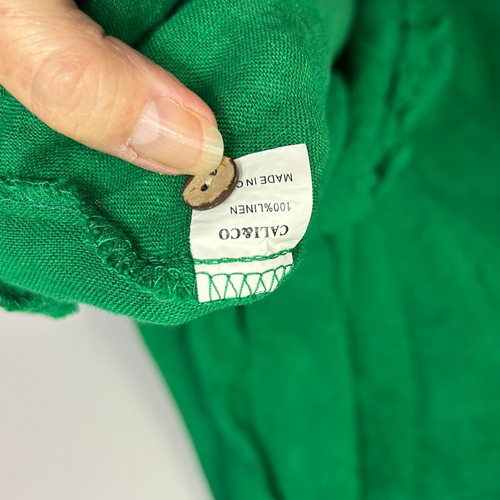 Cali & Co Green Linen Midi Dress - Size M/L