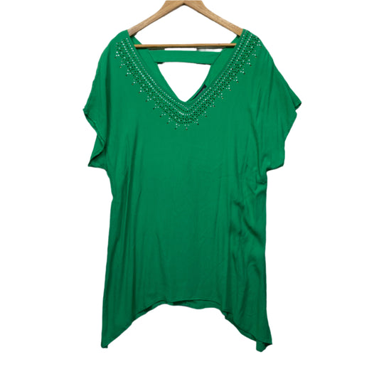 Autograph Top Size 18 Green Short Sleeve Beaded