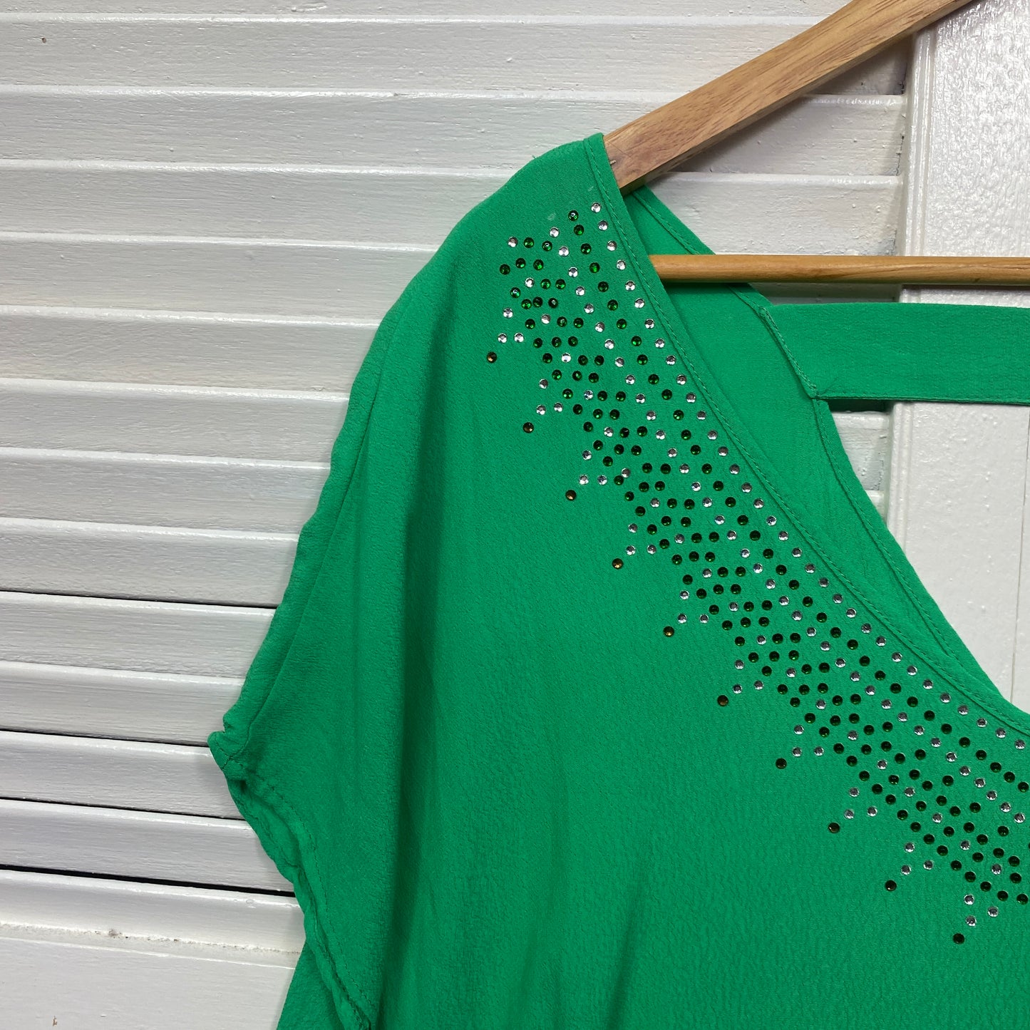 Autograph Top Size 18 Green Short Sleeve Beaded