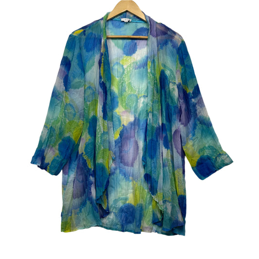 W Lane Top Size 20 Multicoloured Long Sleeve Sheer Open Front