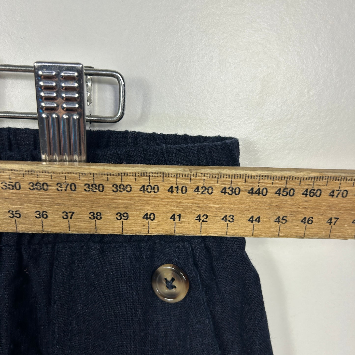 Rockmans Navy Blue Linen Cropped Pants - Size 16