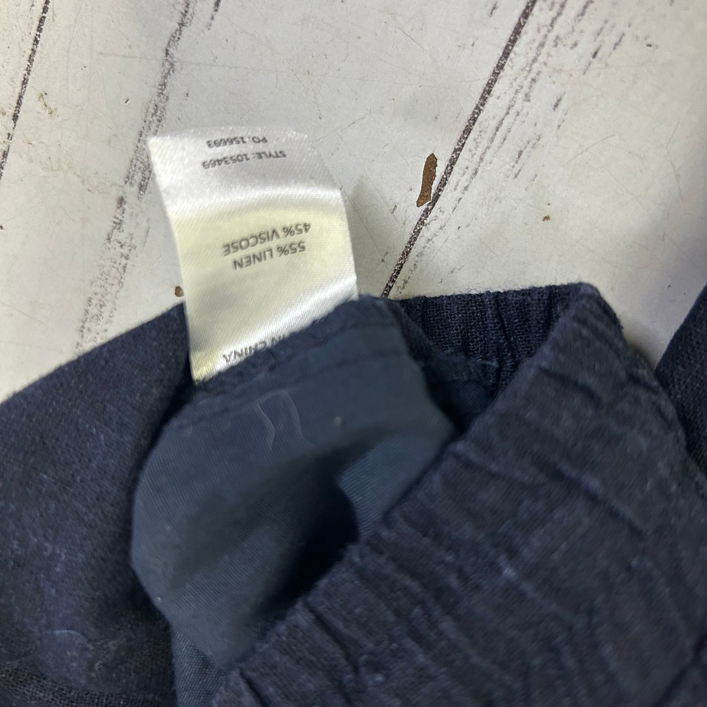 Rockmans Navy Blue Linen Cropped Pants - Size 16