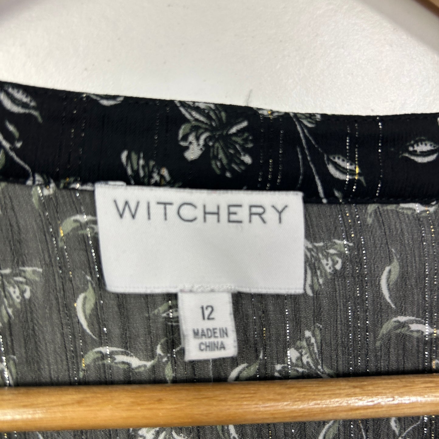 Witchery Black Silver Floral Sheer Blouse - Size 12