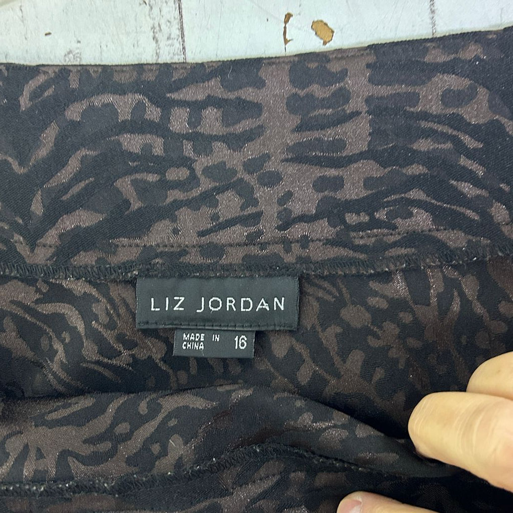 Liz Jordan Black Print Skirt - Size 16
