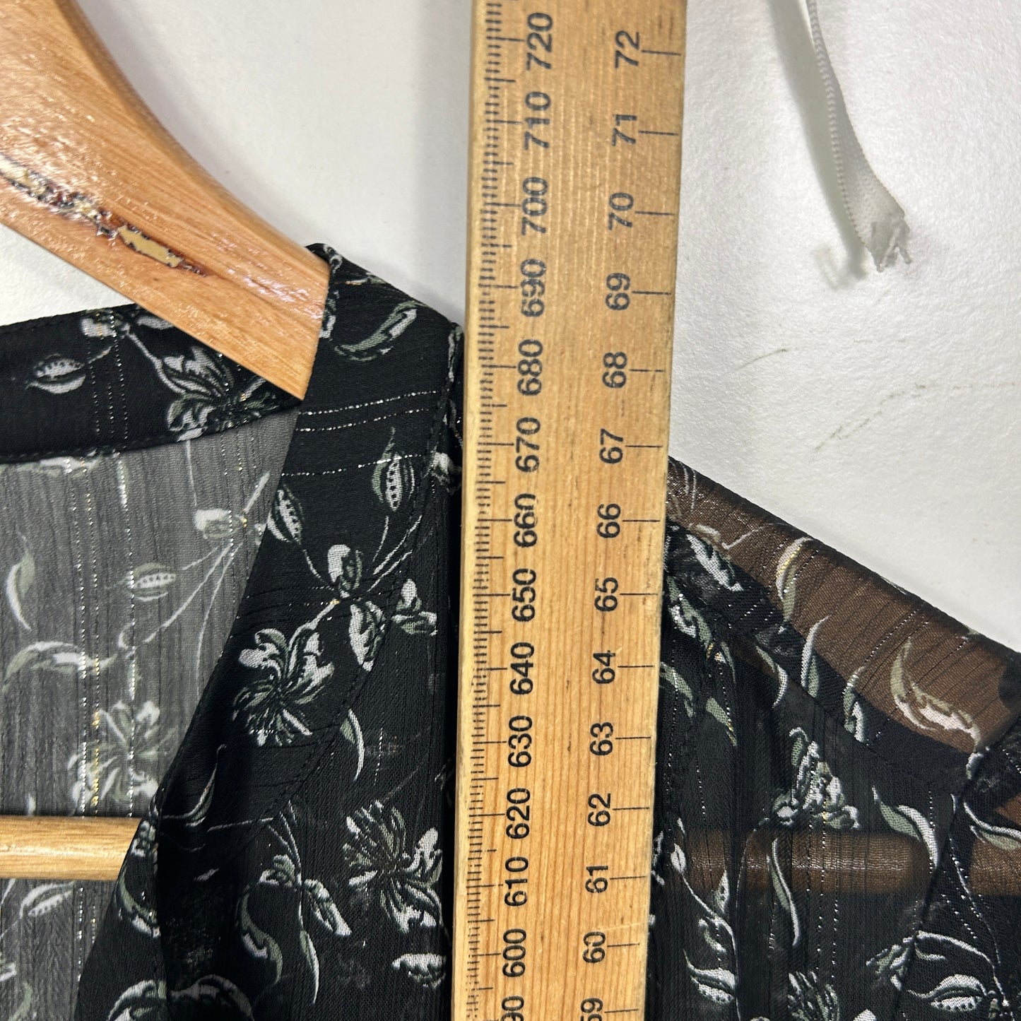 Witchery Black Silver Floral Sheer Blouse - Size 12