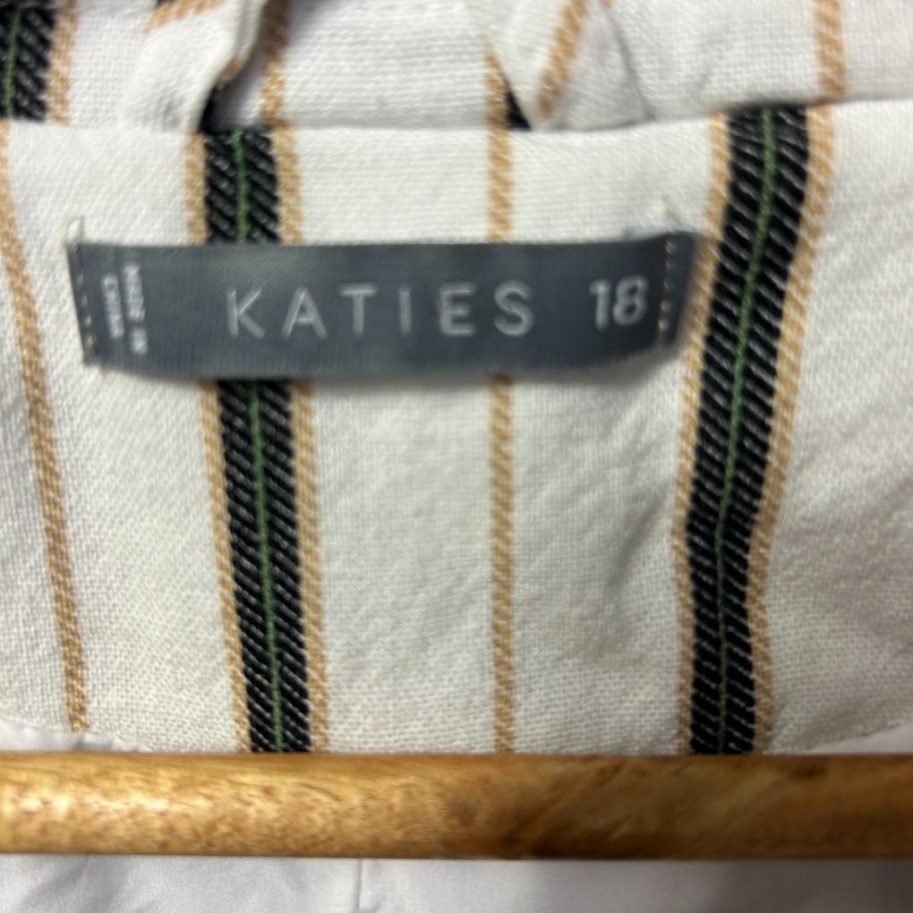 Katies Striped Linen Jacket - Size 18 (fault no button)