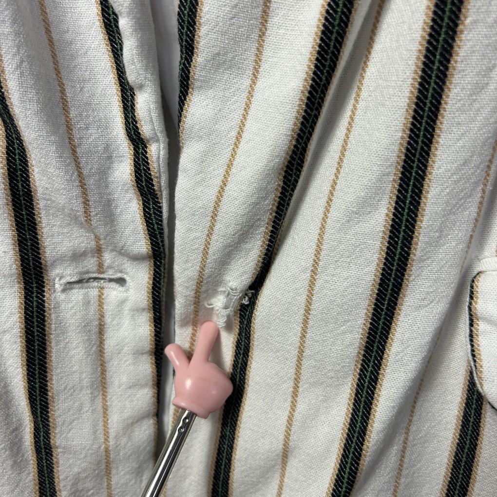 Katies Striped Linen Jacket - Size 18 (fault no button)