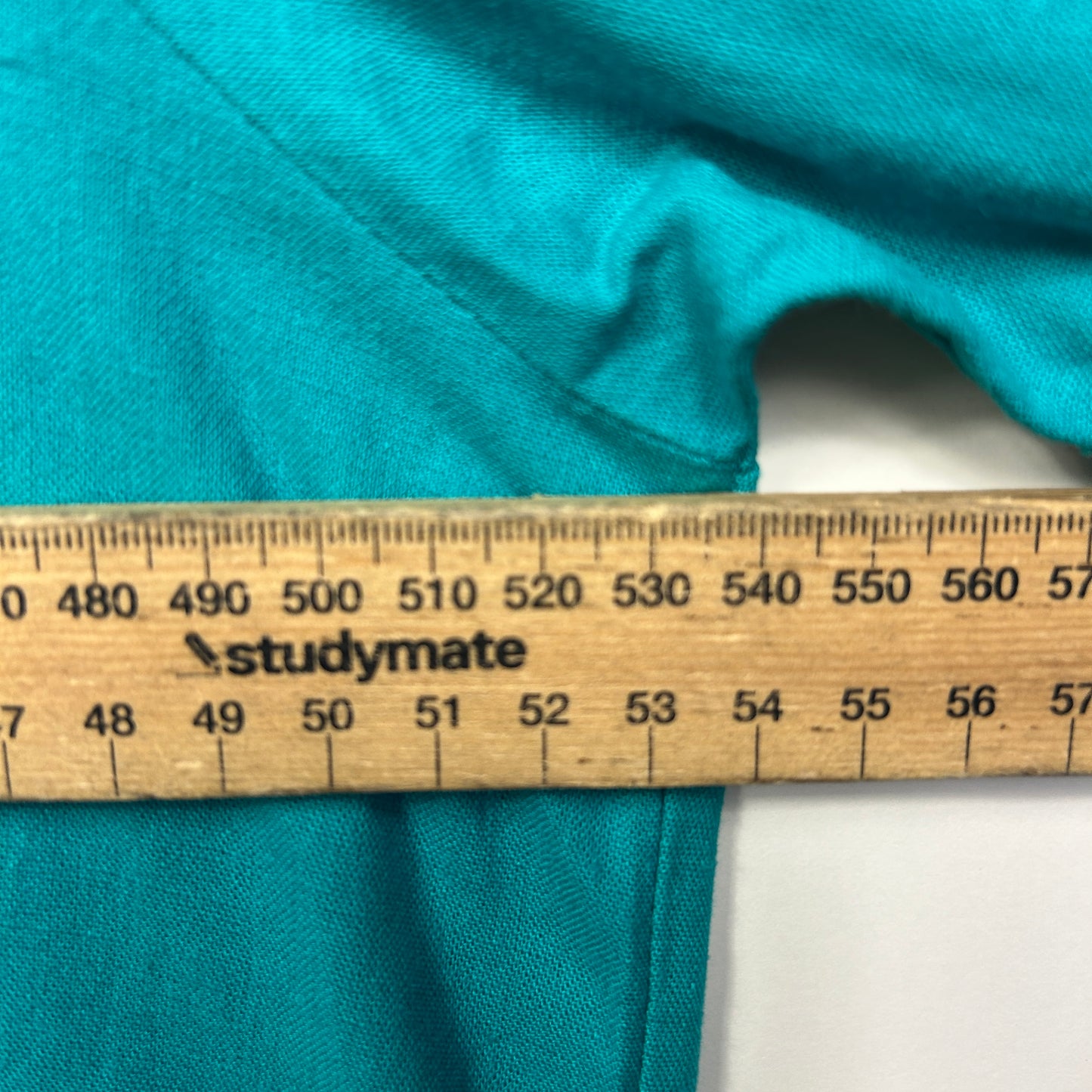 Rockmans Linen Top Size 14 Teal Ruffle Hi Low Hem