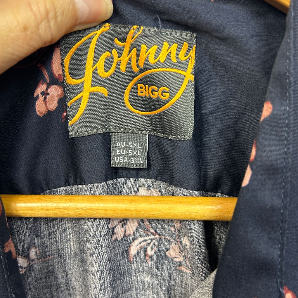 Johnny Bigg Navy Floral Cotton Shirt - Size 5XL