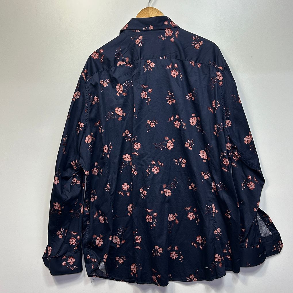 Johnny Bigg Navy Floral Cotton Shirt - Size 5XL
