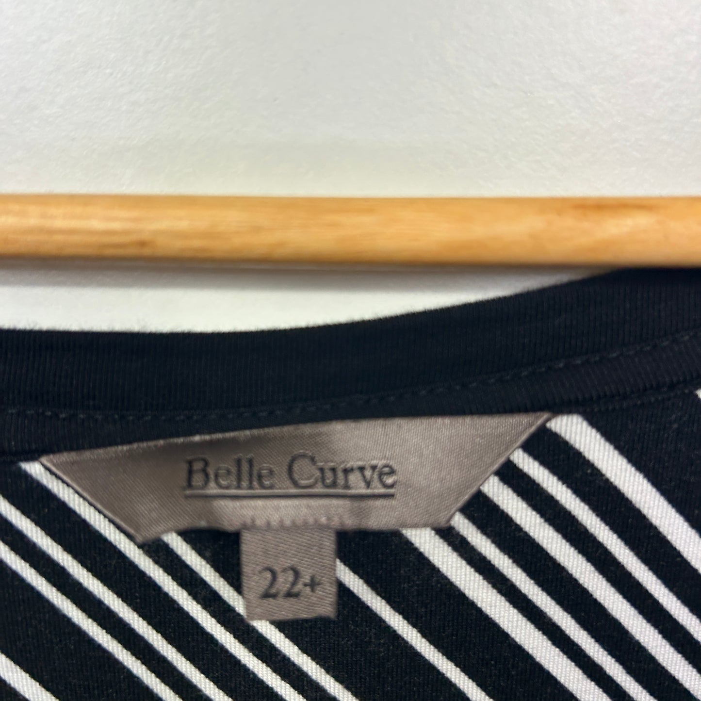 Bella Curve Black and White Striped Top - Size 22