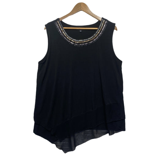 Liz Jordan Top Size XL Black Sleeveless Beaded Cocktail