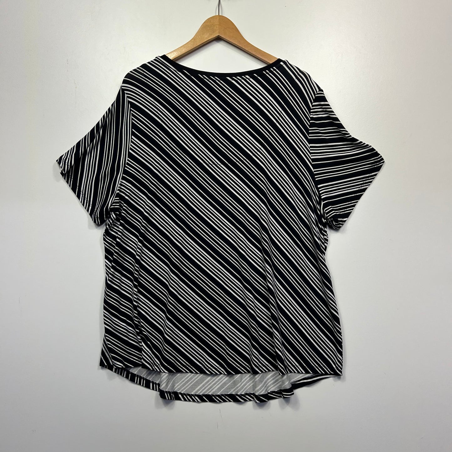 Belle Curve Black and White Striped Top - Size 20