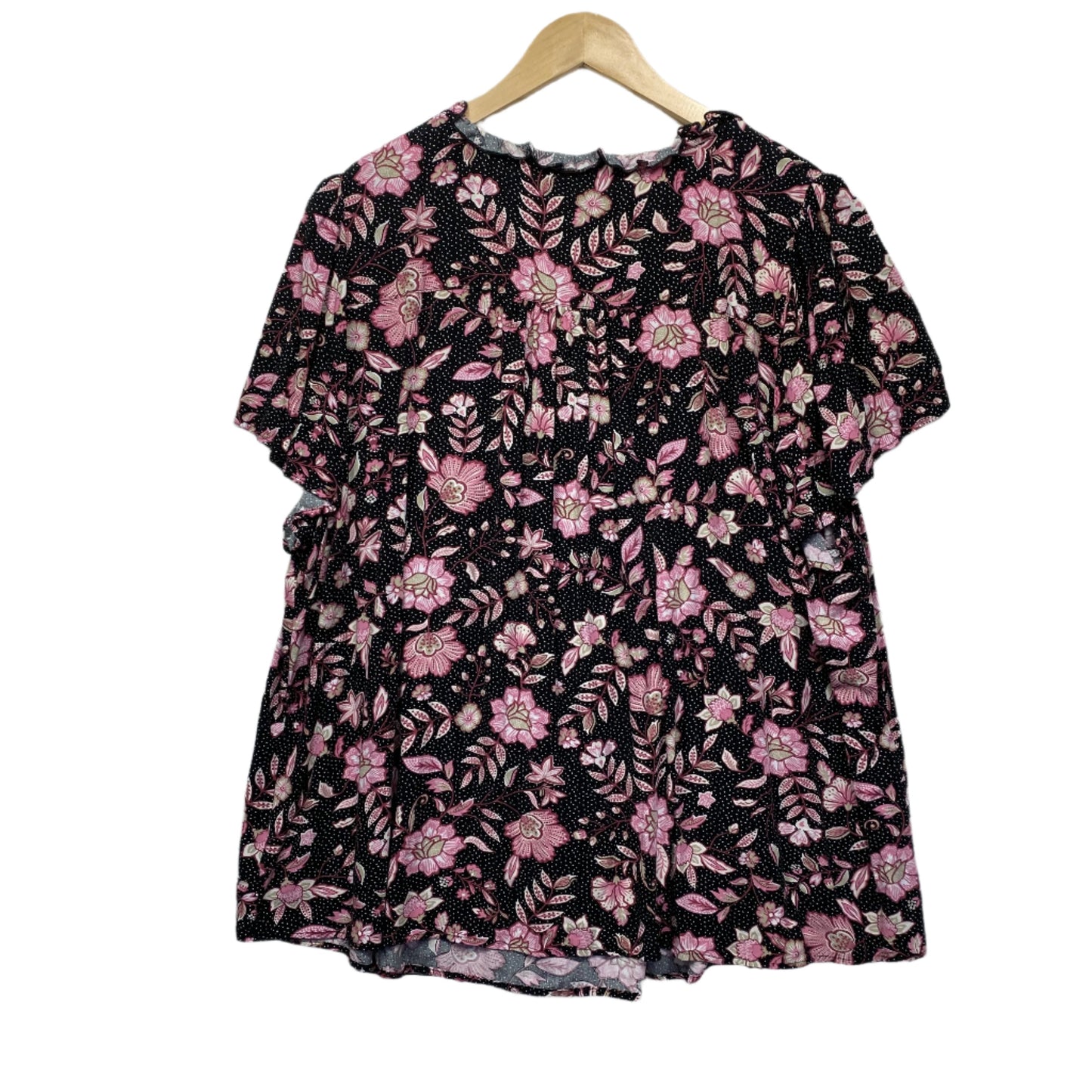 Target Top Size 26 Plus Black Pink Floral Short Sleeve