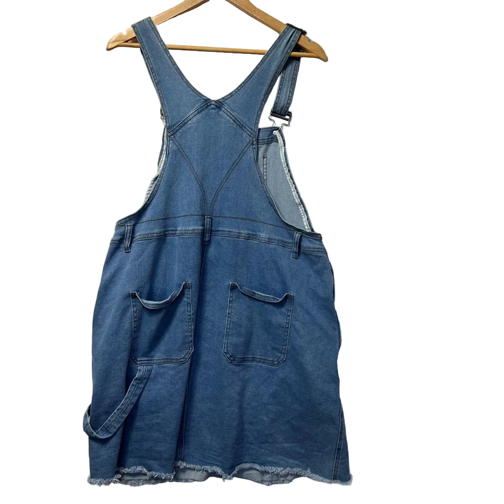 City Chic Denim Pinafore Dress - Size S/16