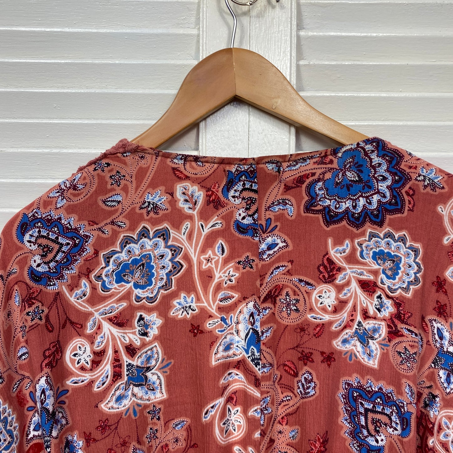 Autograph Kimono Top Duster Jacket Size 14 Paisley Print Crochet Viscose