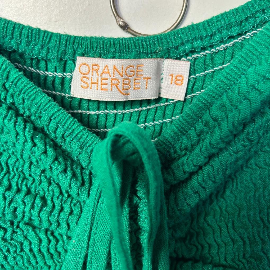 Orange Sherbet Green Cotton Maxi Dress - Size 18