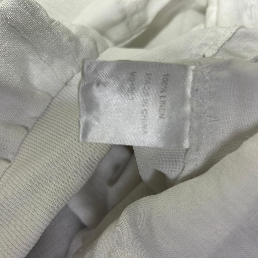 Virtuelle White Linen Cropped Pants - Size 16