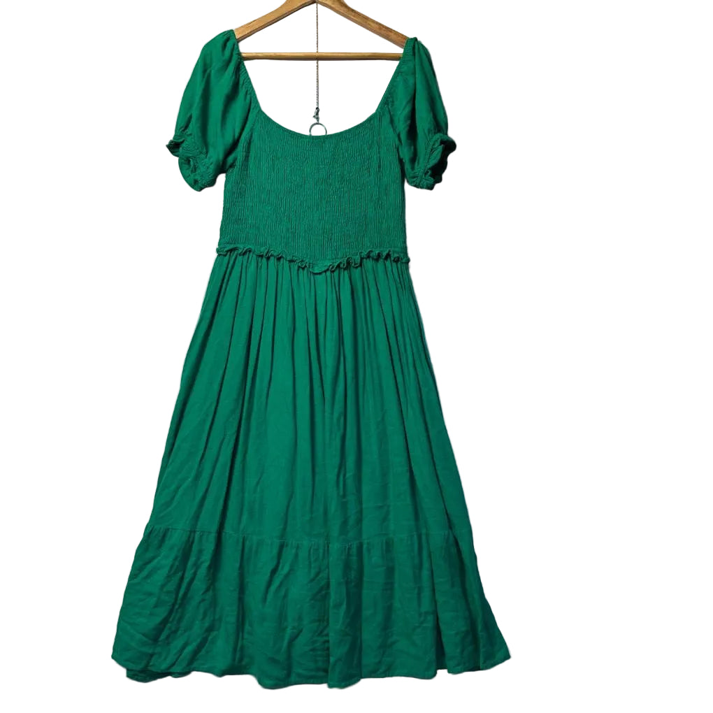 Orange Sherbet Green Cotton Maxi Dress - Size 18