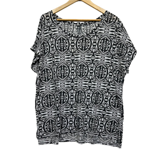 Edited Top Size 20 Black White Short Sleeve Viscose Blend