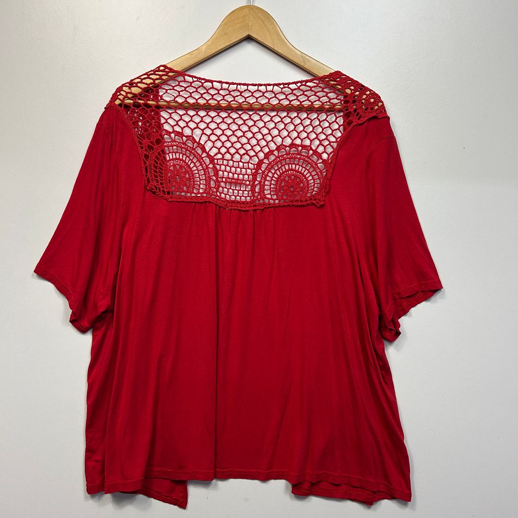Millers Red Crochet Trim Top - Size 20