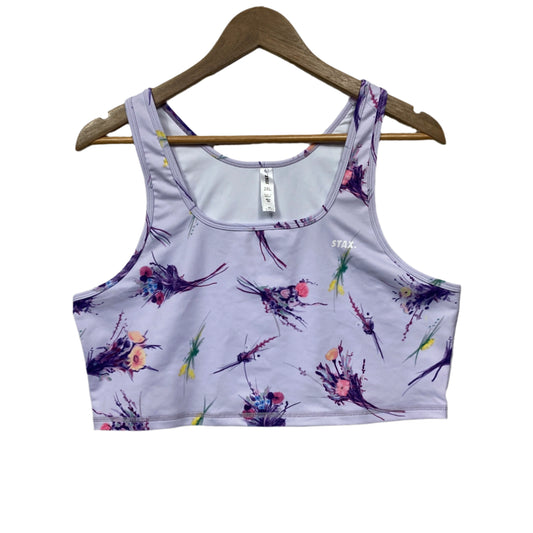 Stax Crop Top Activewear Bra Top Size 16 18 2XL Purple Floral