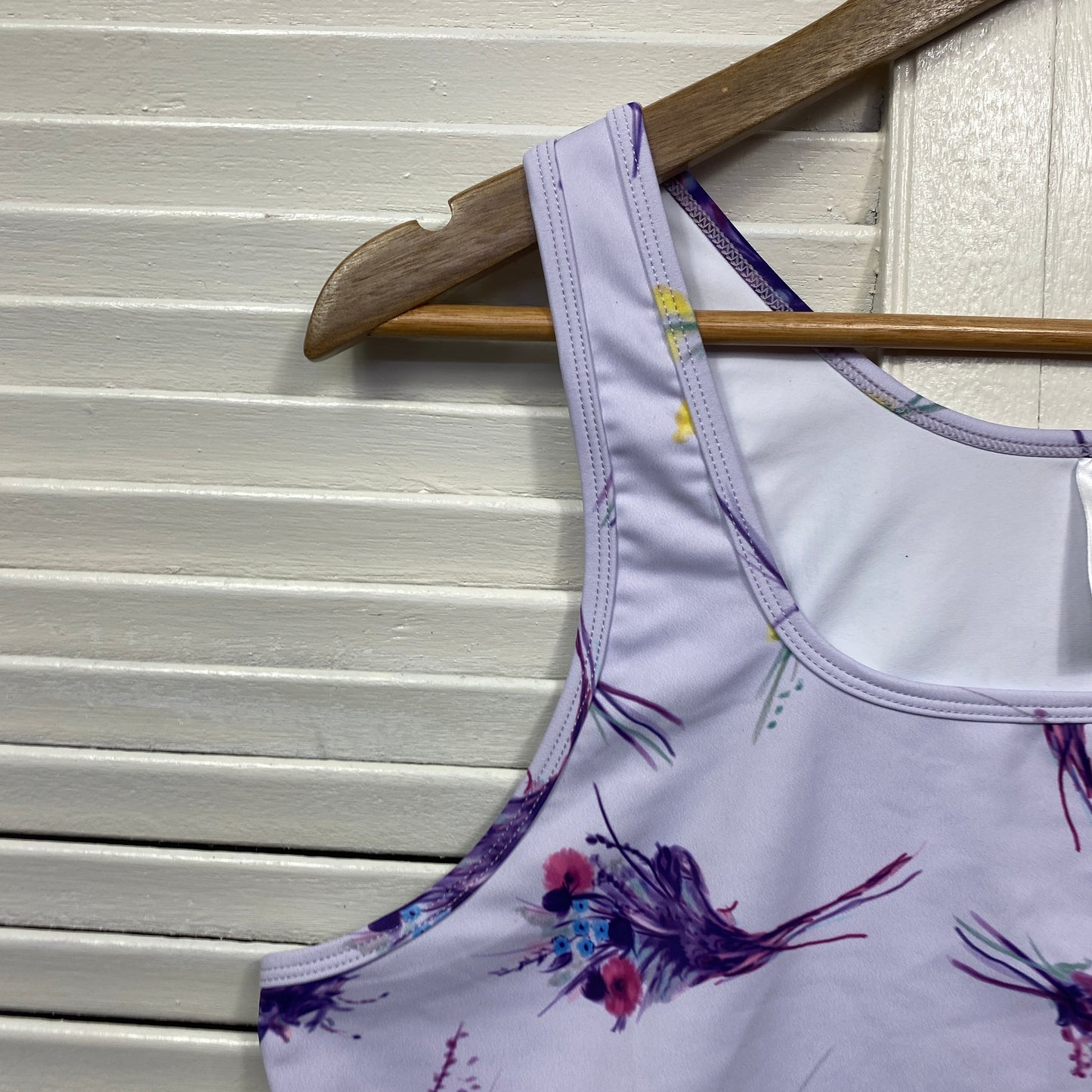 Stax Crop Top Activewear Bra Top Size 16 18 2XL Purple Floral