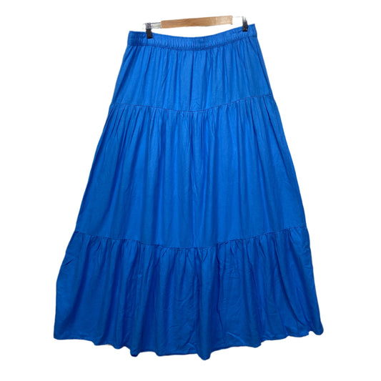 Anko Linen Blend Maxi Skirt Size 16 Blue Long Length