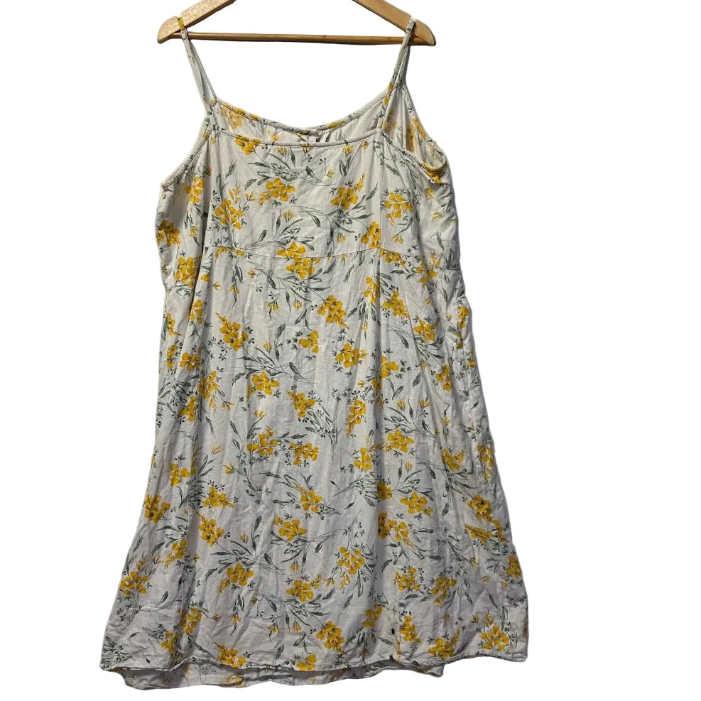 ASOS Yellow Floral Cotton Linen Dress - Size 26