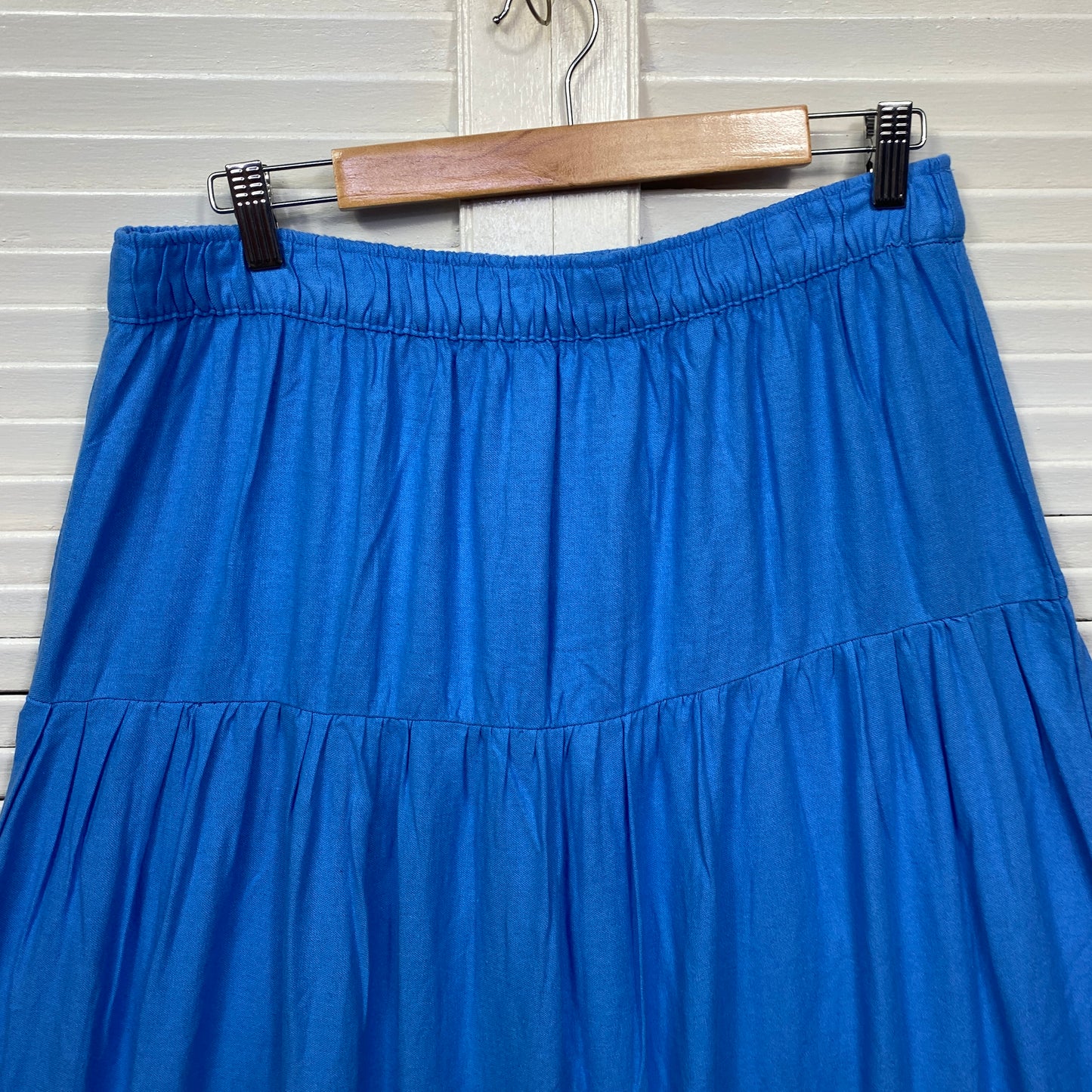 Anko Linen Blend Maxi Skirt Size 16 Blue Long Length