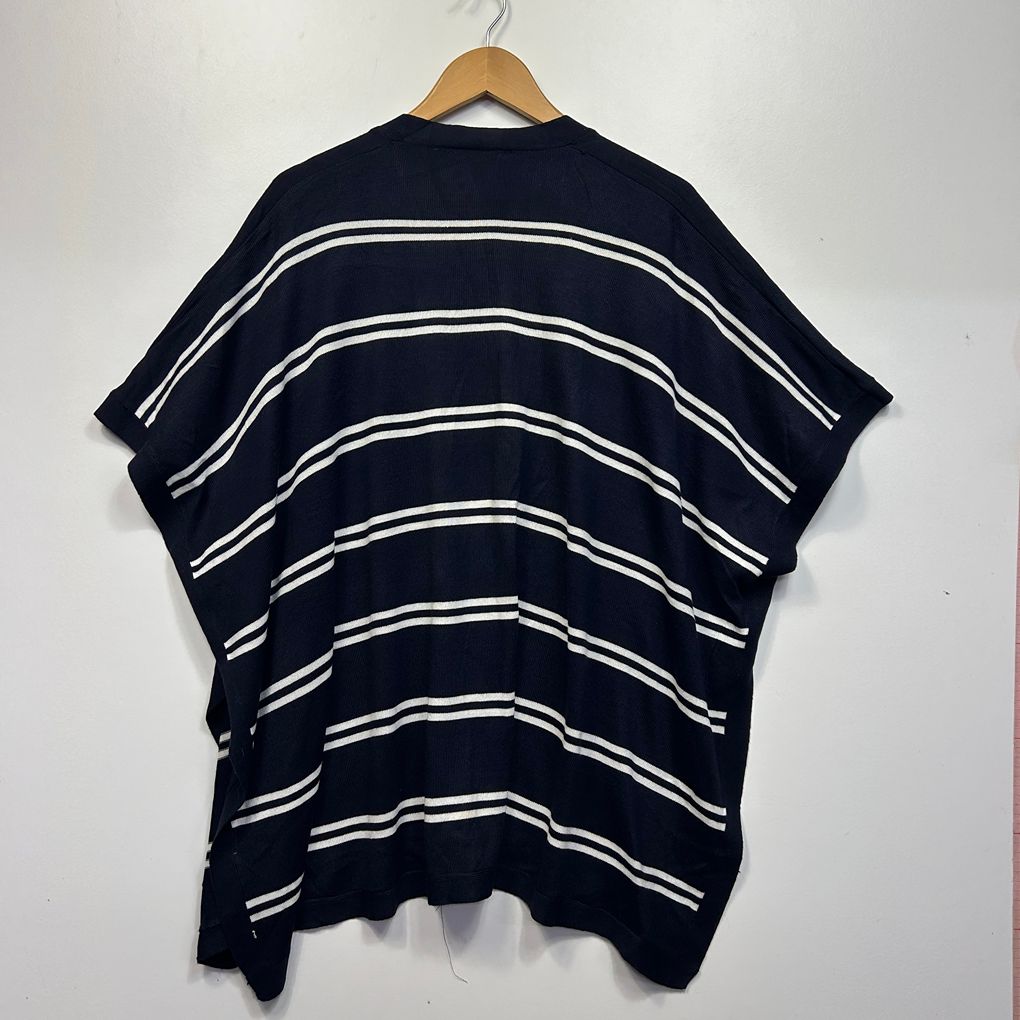 Navy Striped Knit Poncho Cardigan - Size 18 - 22