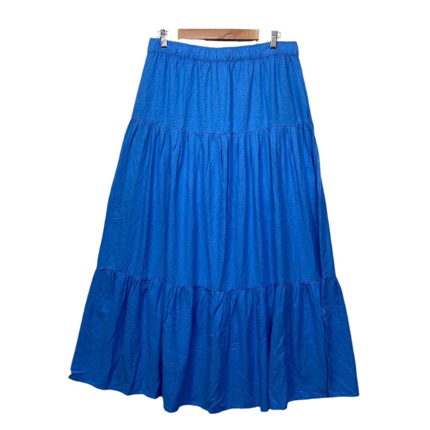 Anko Linen Blend Maxi Skirt Size 16 Blue Long Length