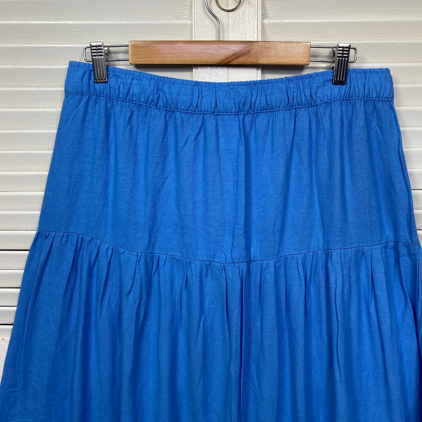 Anko Linen Blend Maxi Skirt Size 16 Blue Long Length