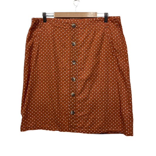 Rockmans Skirt Size 18 Rust White Linen Blend Polka Dots