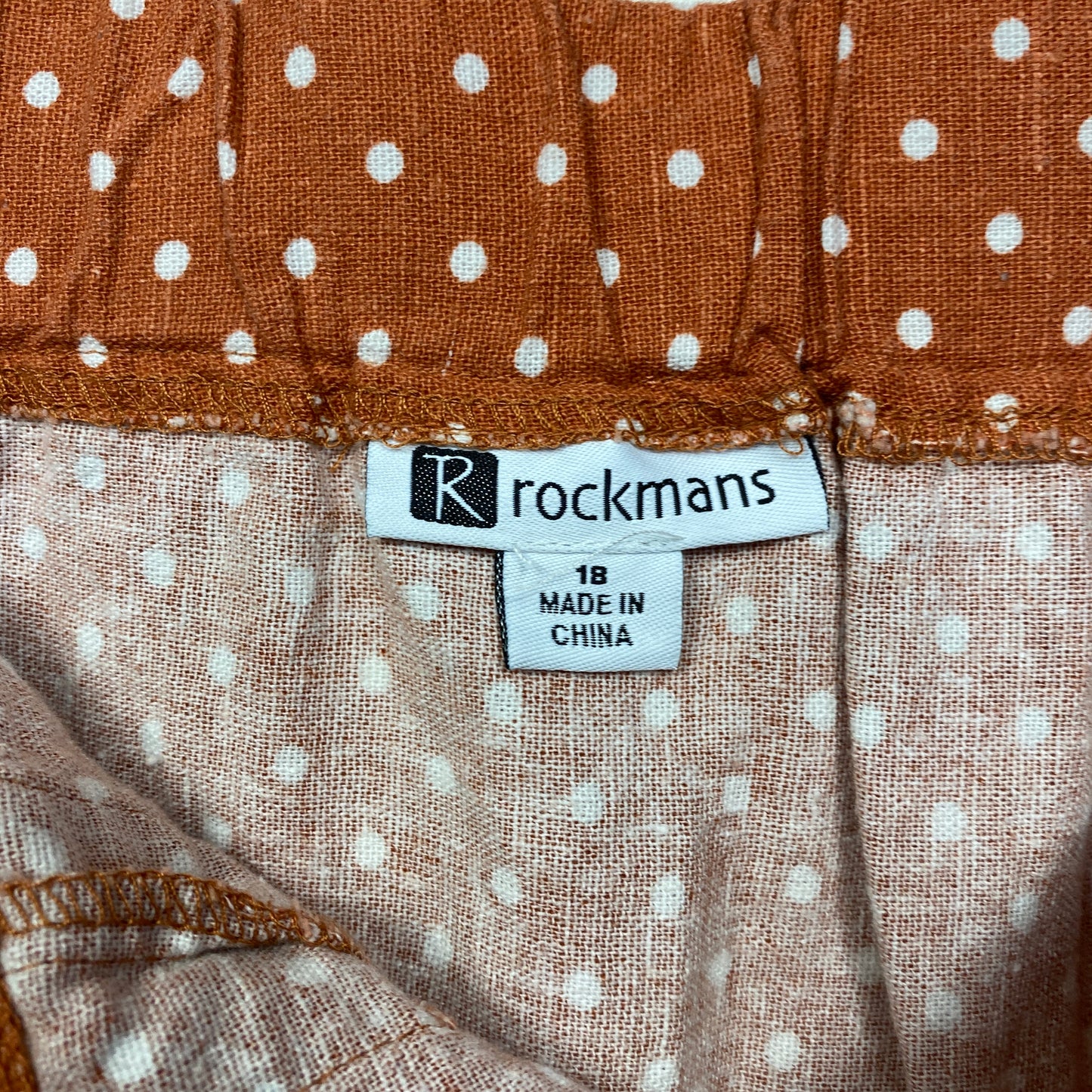 Rockmans Skirt Size 18 Rust White Linen Blend Polka Dots