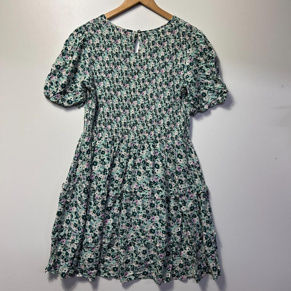 Orange Sherbet Green Floral Dress - Size 18